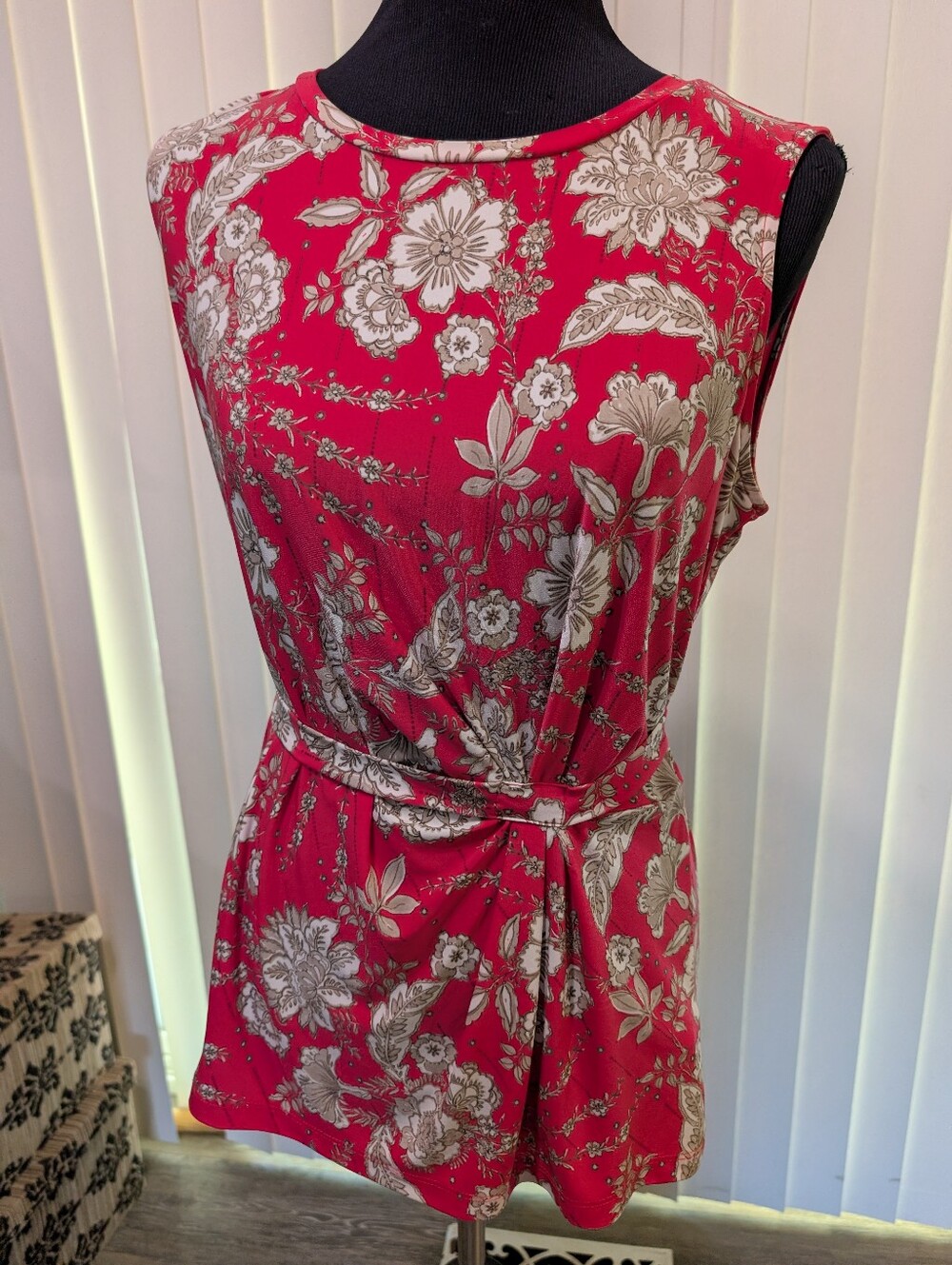 Tommy Hilfiger Pink Cream and Taupe Sleeveless Blouse